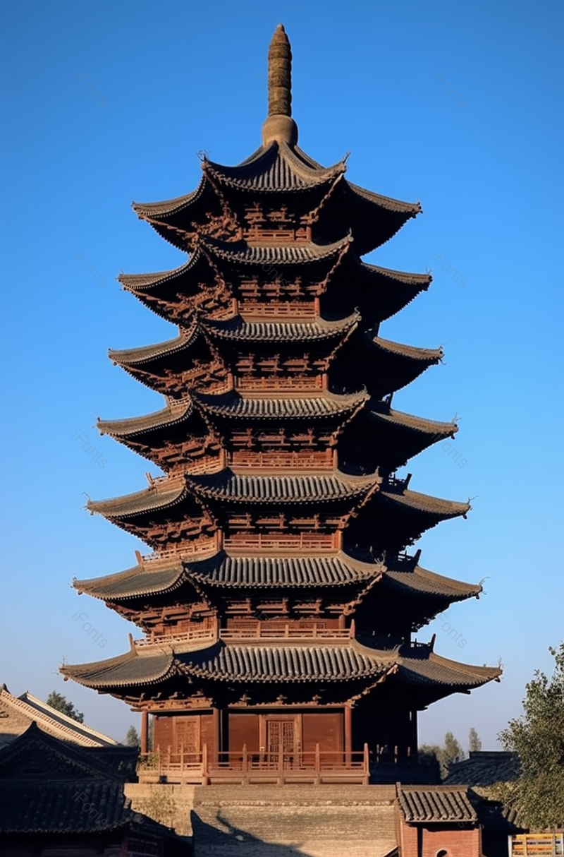 释迦塔(应县木塔),中国现存最早的辽代木构宝塔,高清,摄影图,摄影图片,图片大全,摄影图免费下载